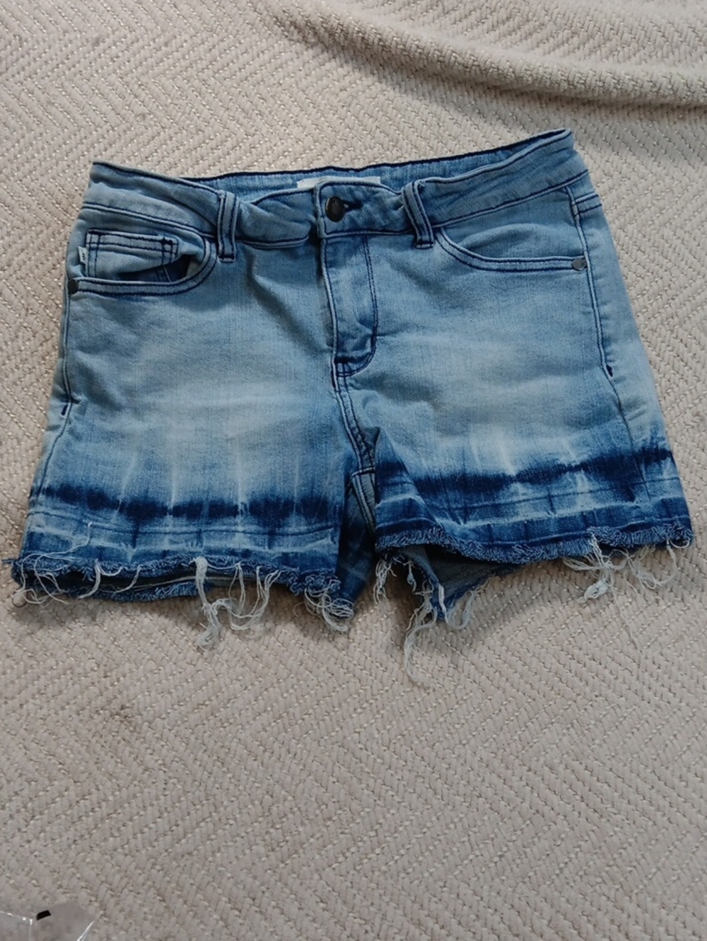 Judy Blue Light Blue Tie-Dye Hem Denim Shorts